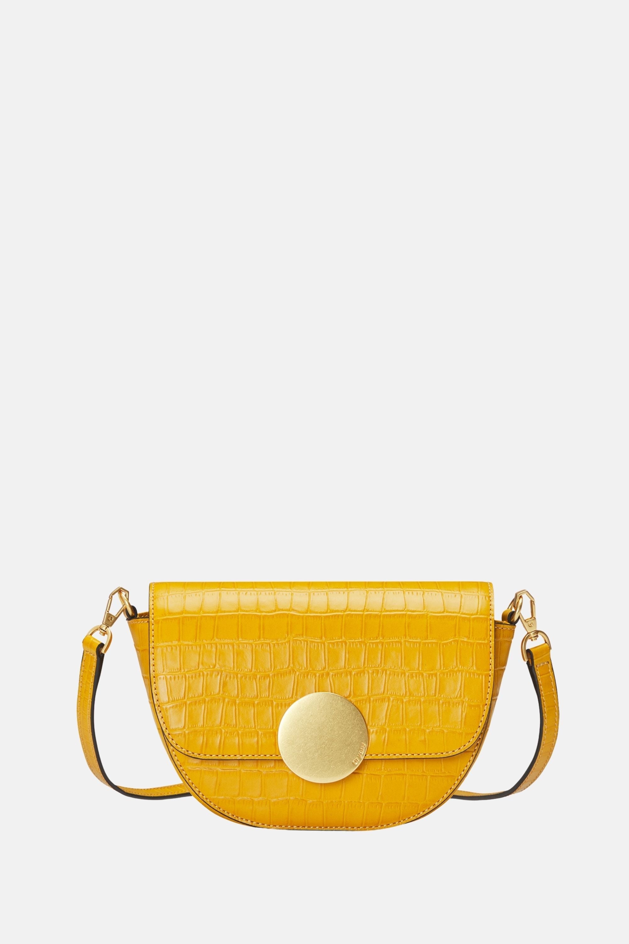 Oryany - Lottie Croco Saddle Crossbody - Small - Shadow Yellow Leather