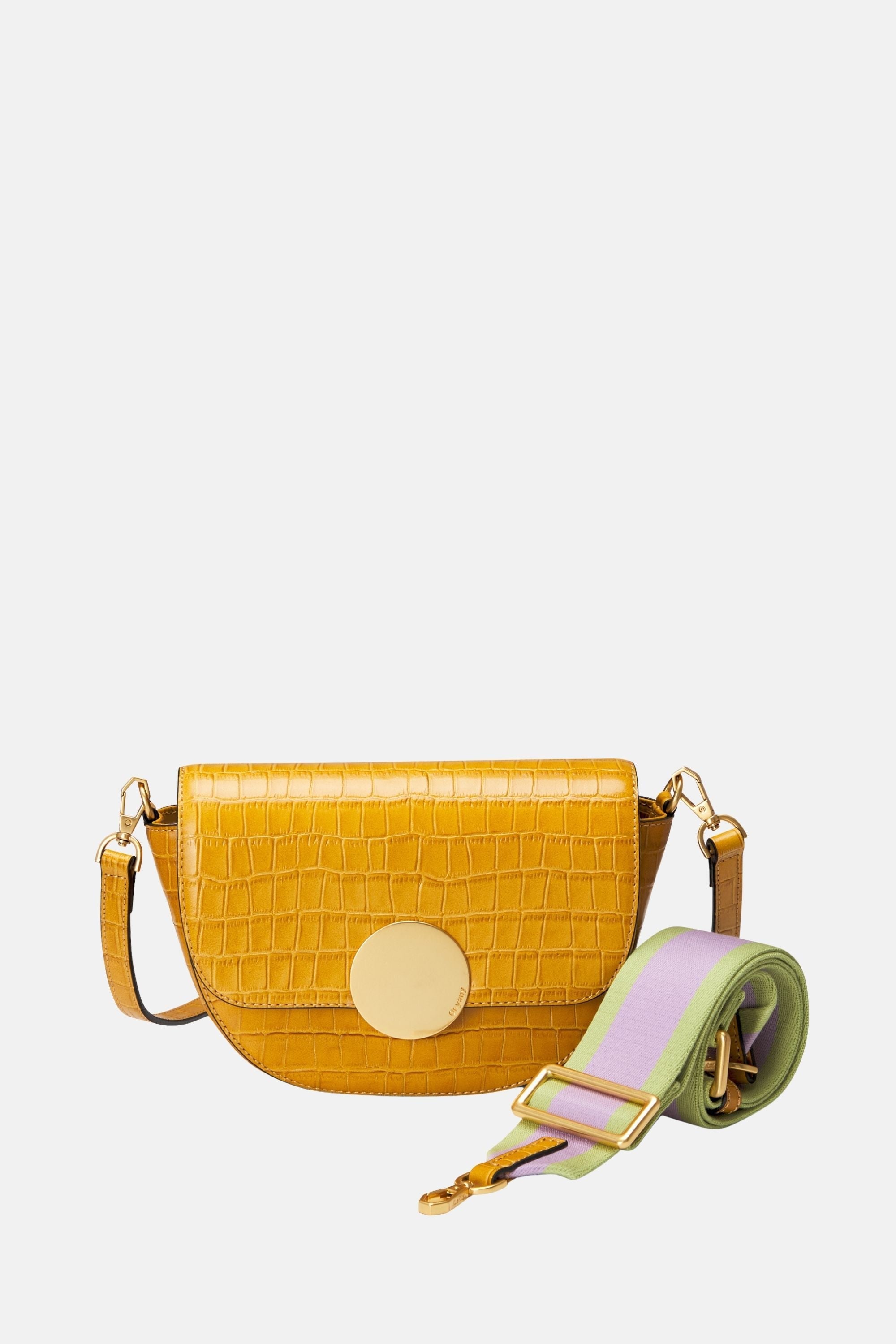 Oryany - Lottie Croco Saddle Crossbody - Small - Shadow Yellow Leather
