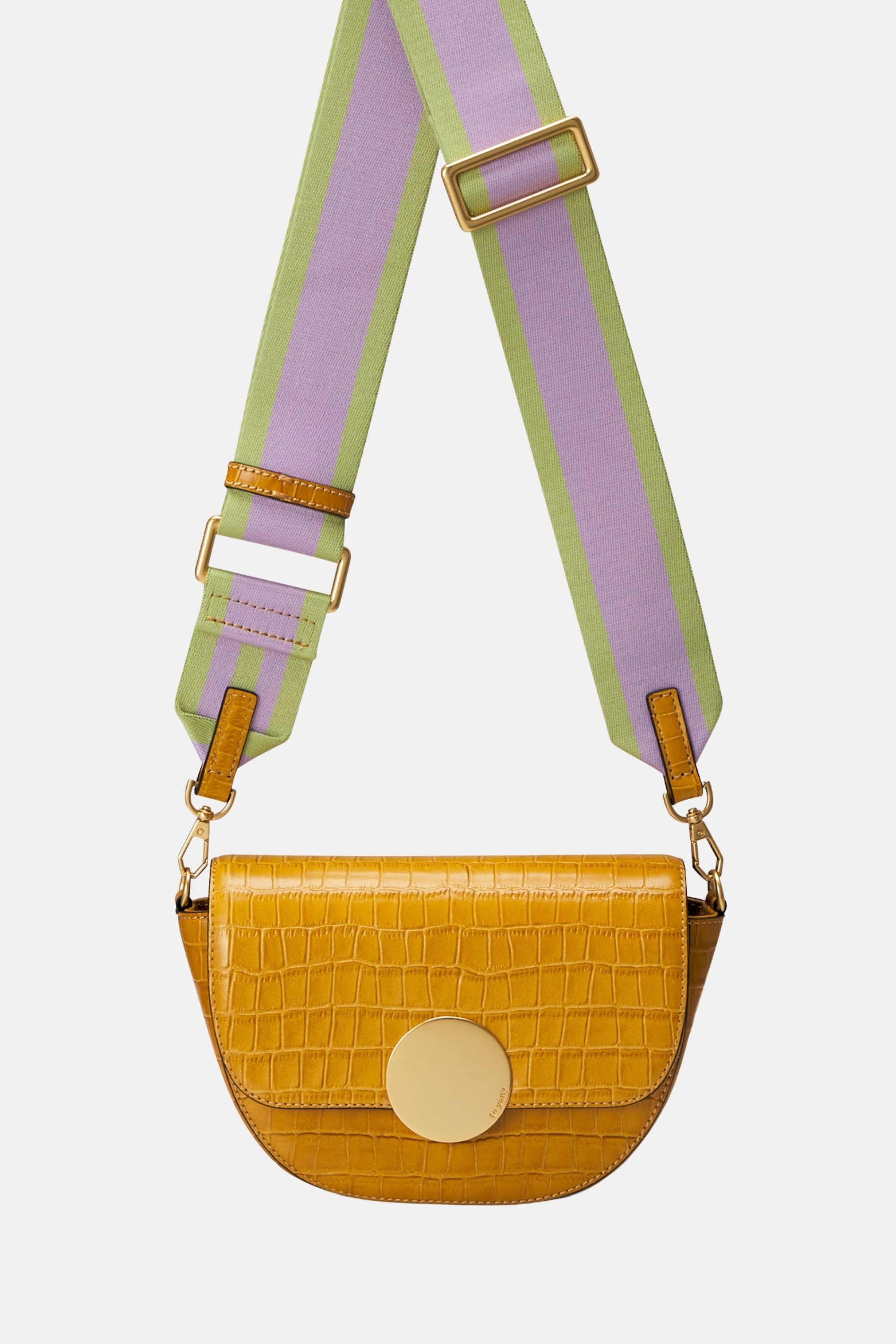 Oryany - Lottie Croco Saddle Crossbody - Small - Shadow Yellow Leather