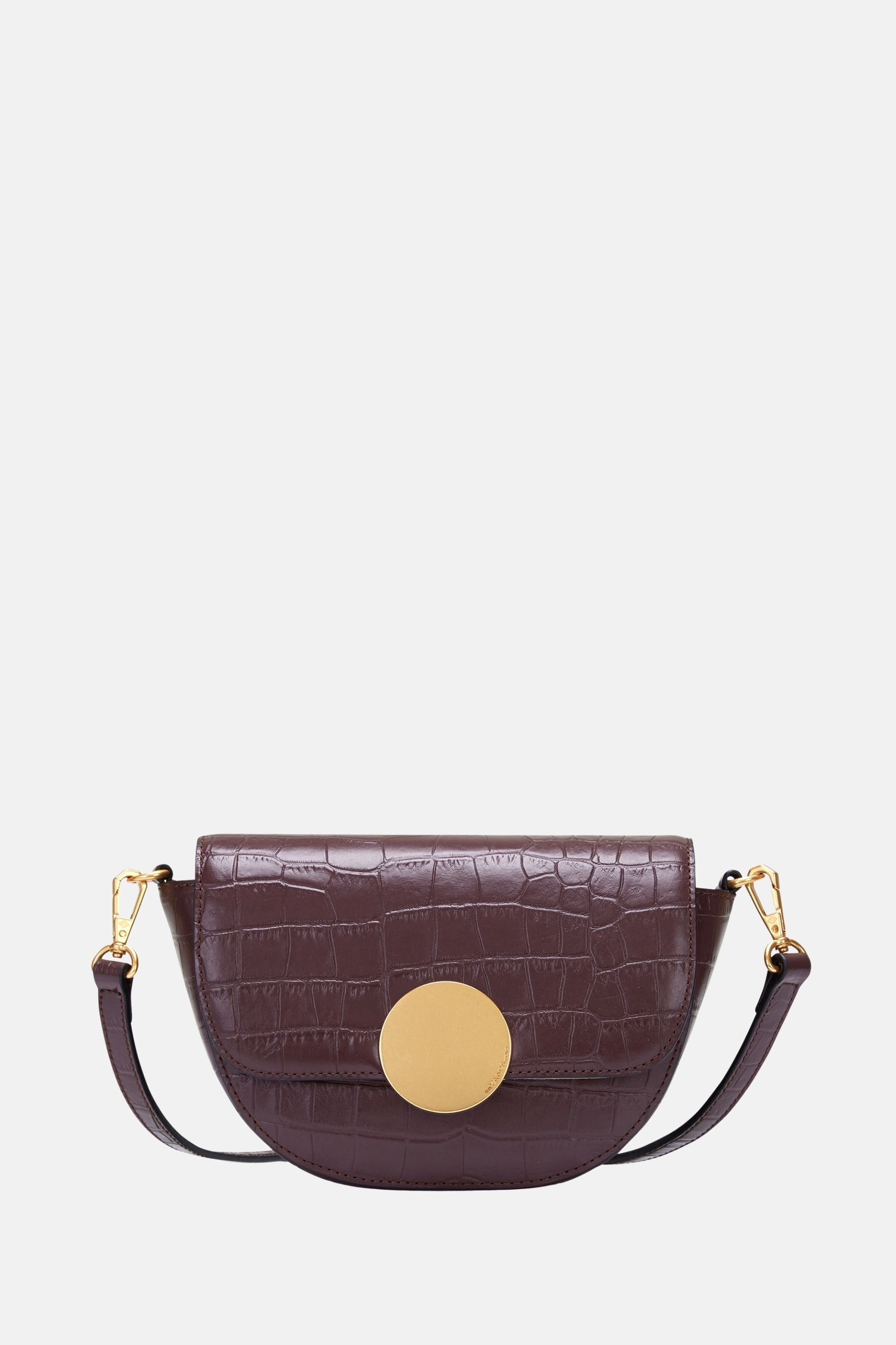Oryany - Lottie Croco Saddle Crossbody - Small - Brown Leather