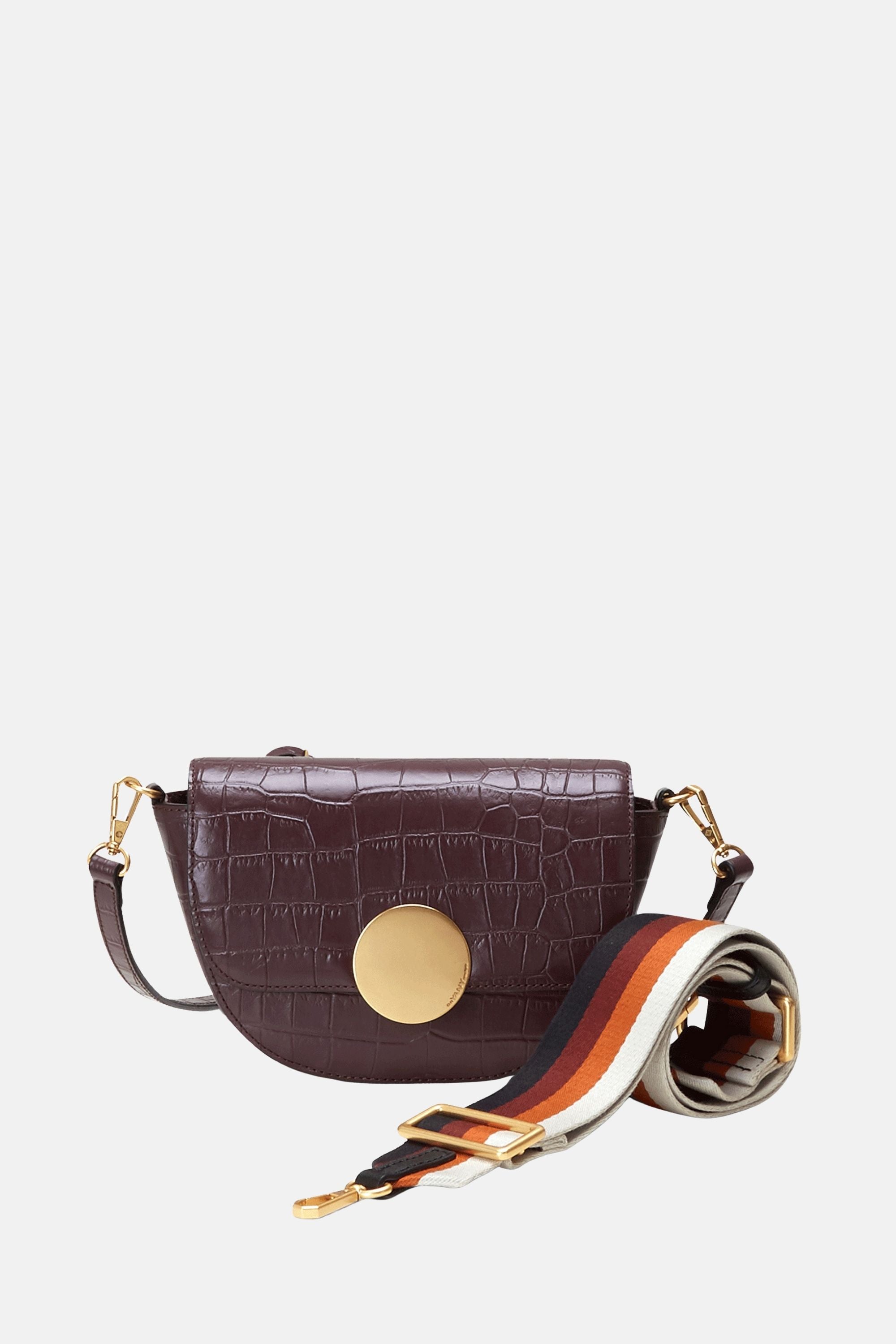 Oryany - Lottie Croco Saddle Crossbody - Small - Brown Leather