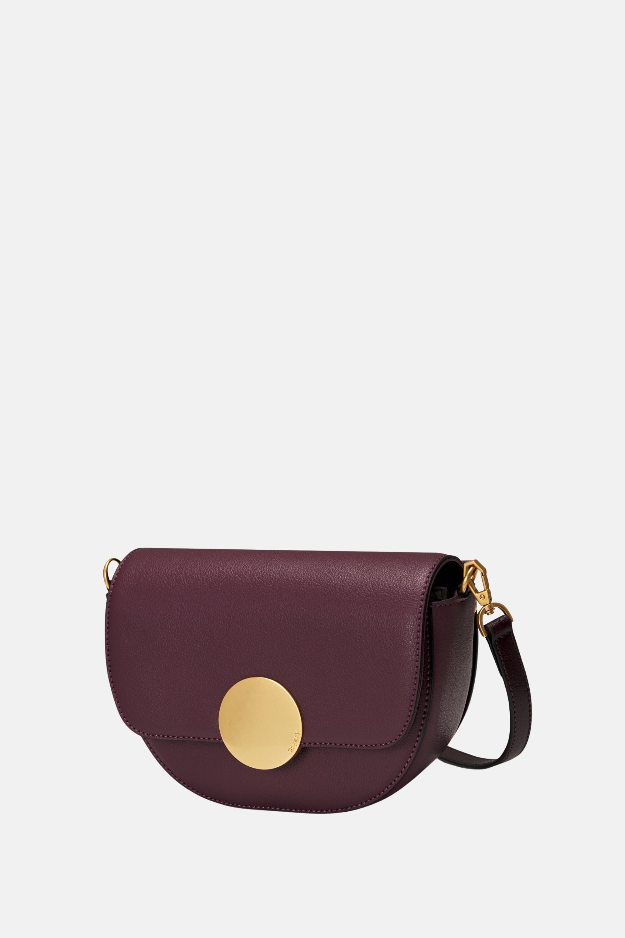 Oryany - Lottie Saddle Crossbody Small Handbags - Eggplant Leather