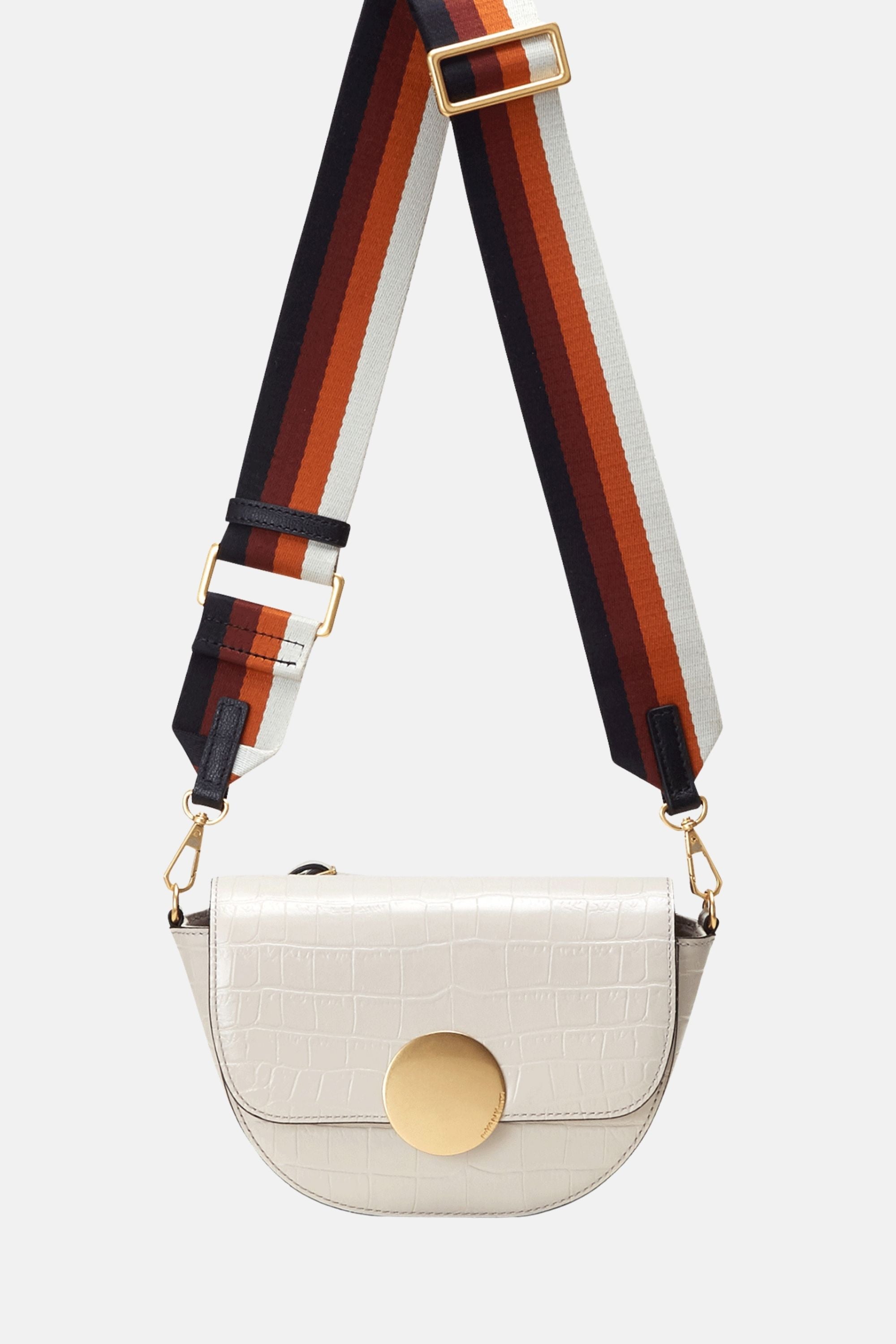 Oryany - Lottie Croco Saddle Crossbody - Small - Cream Leather