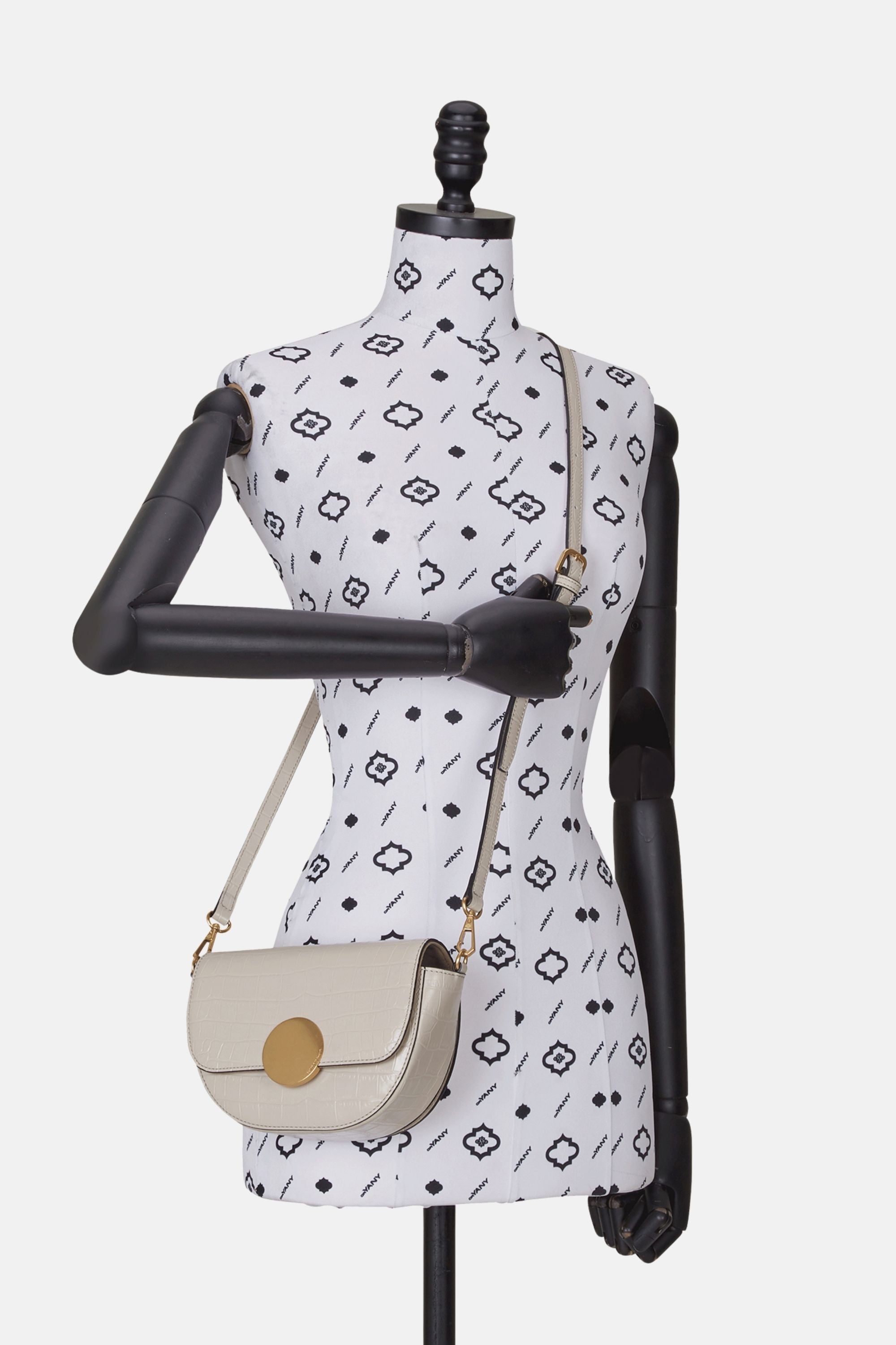 Oryany - Lottie Croco Saddle Crossbody - Small - Cream Leather