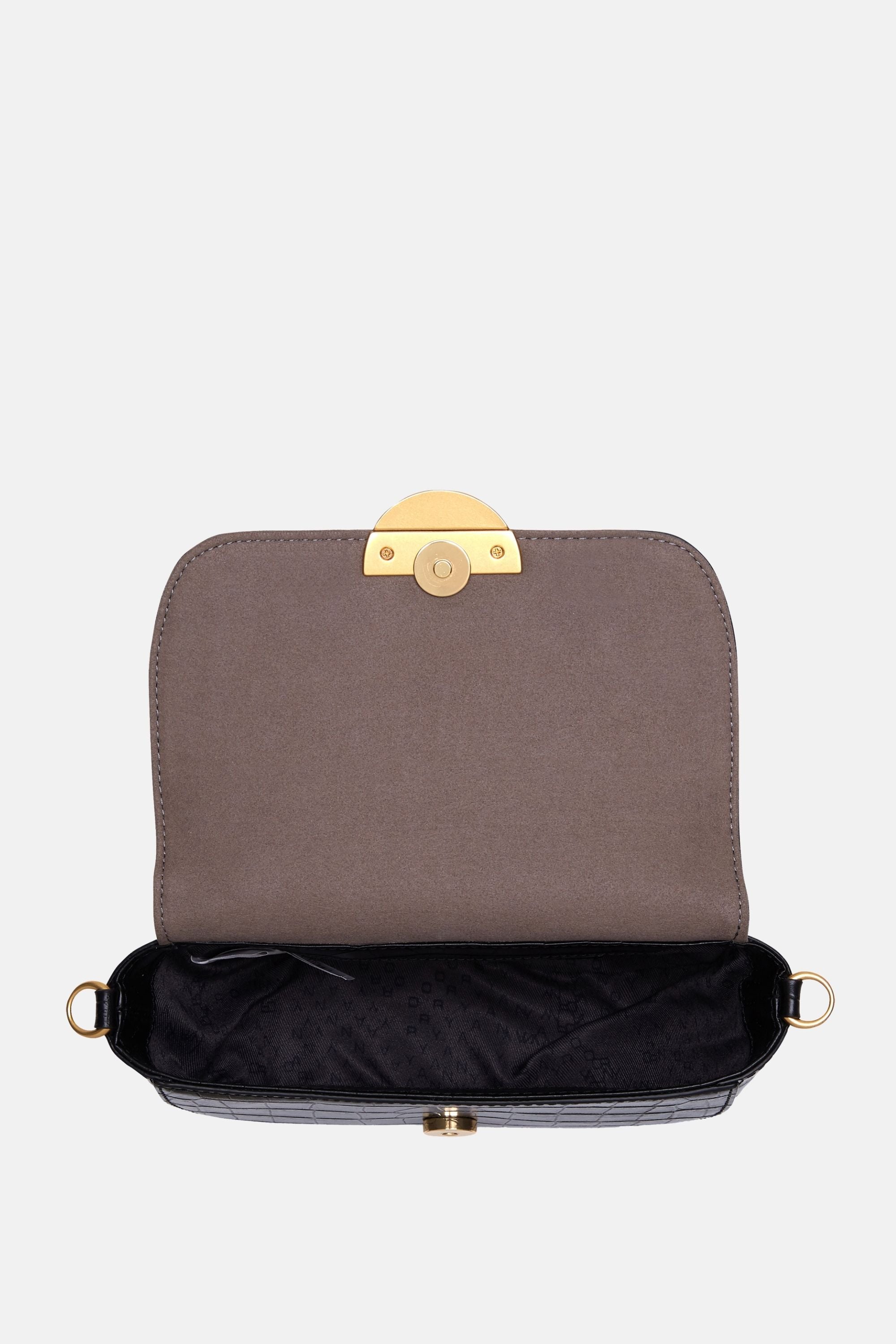 Oryany - Lottie Croco Saddle Crossbody - Small - Black Leather