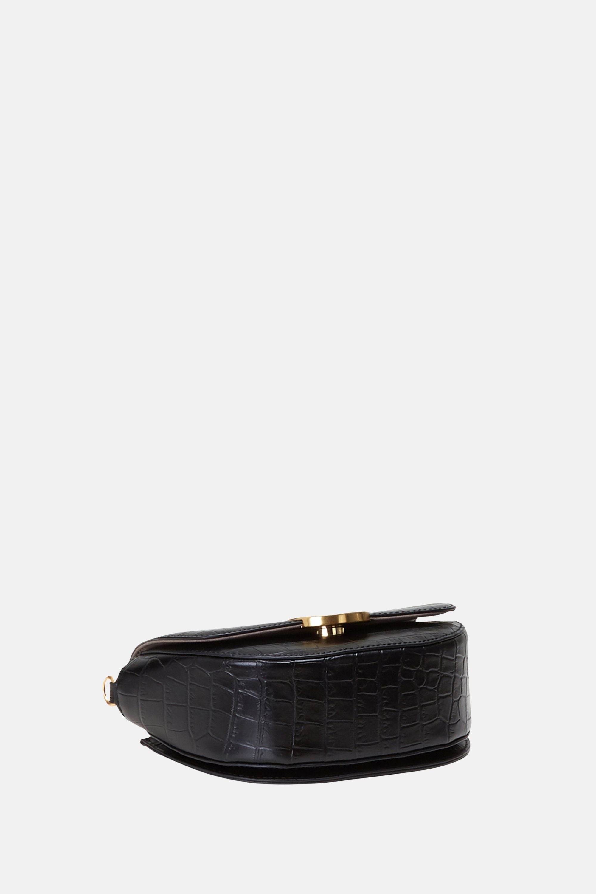 Oryany - Lottie Croco Saddle Crossbody - Small - Black Leather
