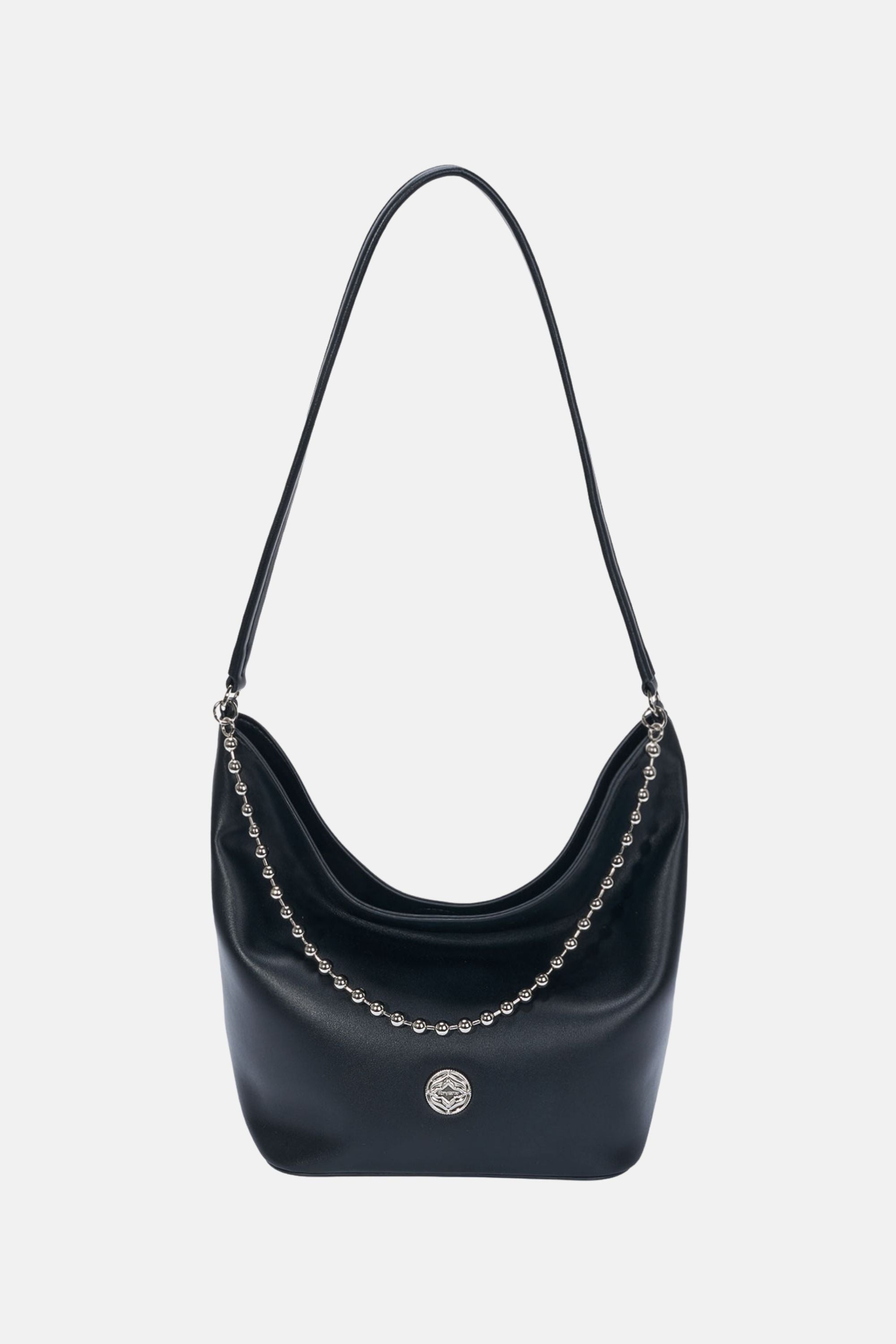 Oryany - Ball Chain Bucket Bag - Black Leather