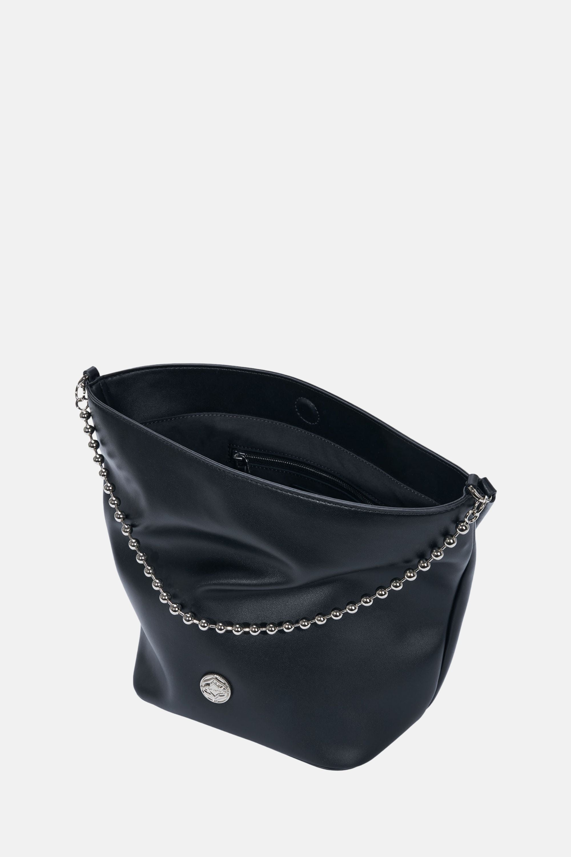 Oryany - Ball Chain Bucket Bag - Black Leather