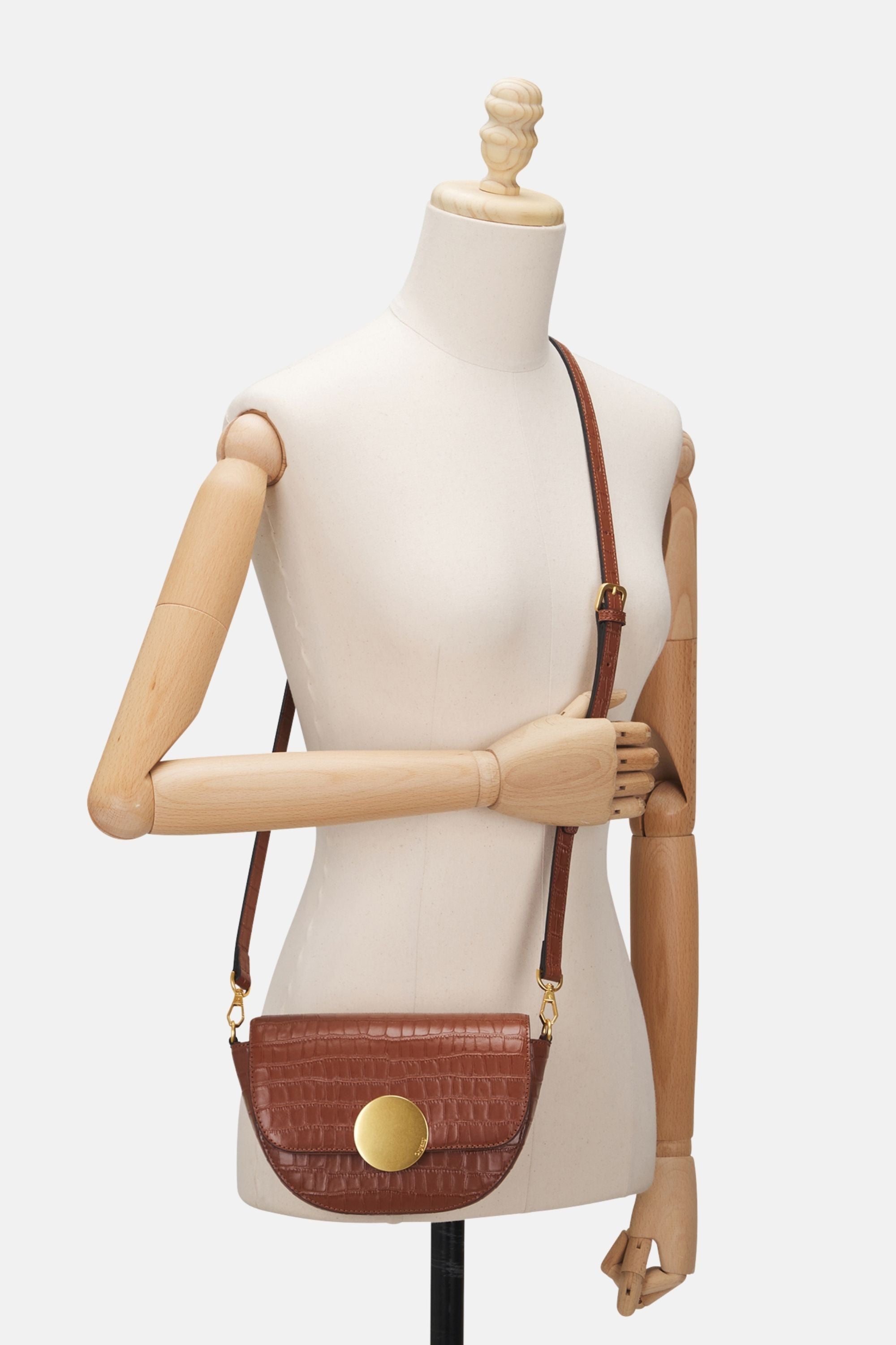 Oryany - Lottie Croco Saddle Crossbody - Small - Toffee Tan Leather