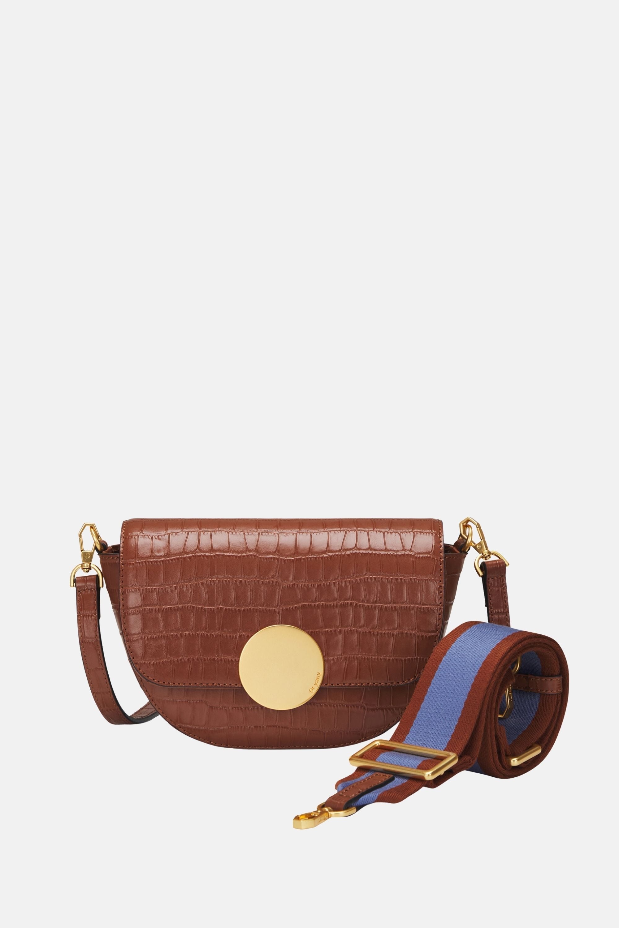 Oryany - Lottie Croco Saddle Crossbody - Small - Toffee Tan Leather