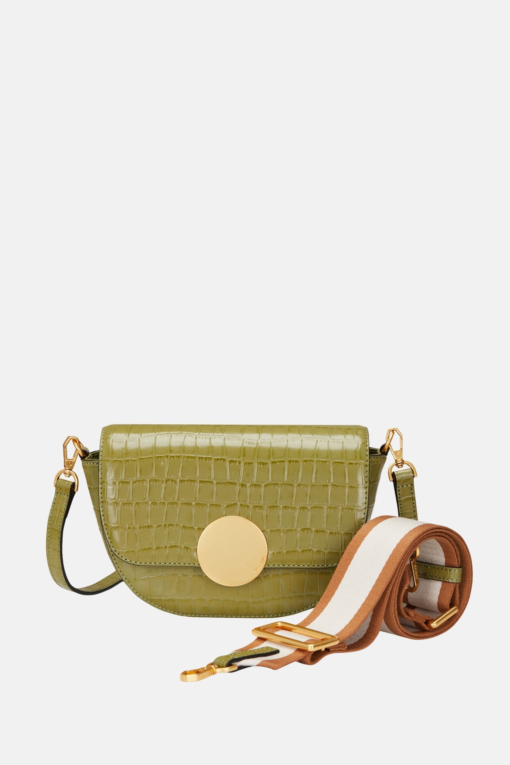 Oryany - Lottie Croco Saddle Crossbody - Small - Leaf Olive Leather
