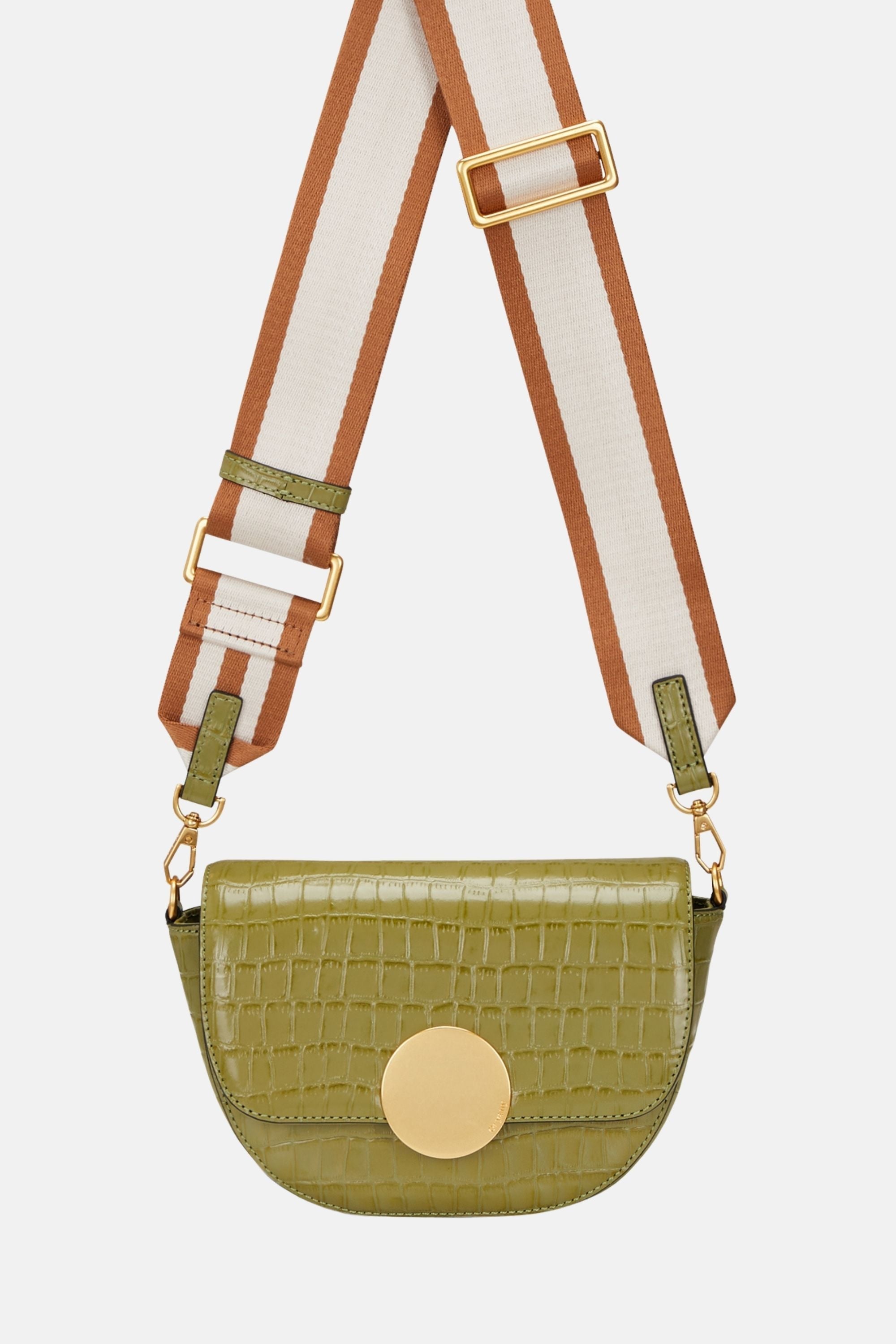 Oryany - Lottie Croco Saddle Crossbody - Small - Leaf Olive Leather