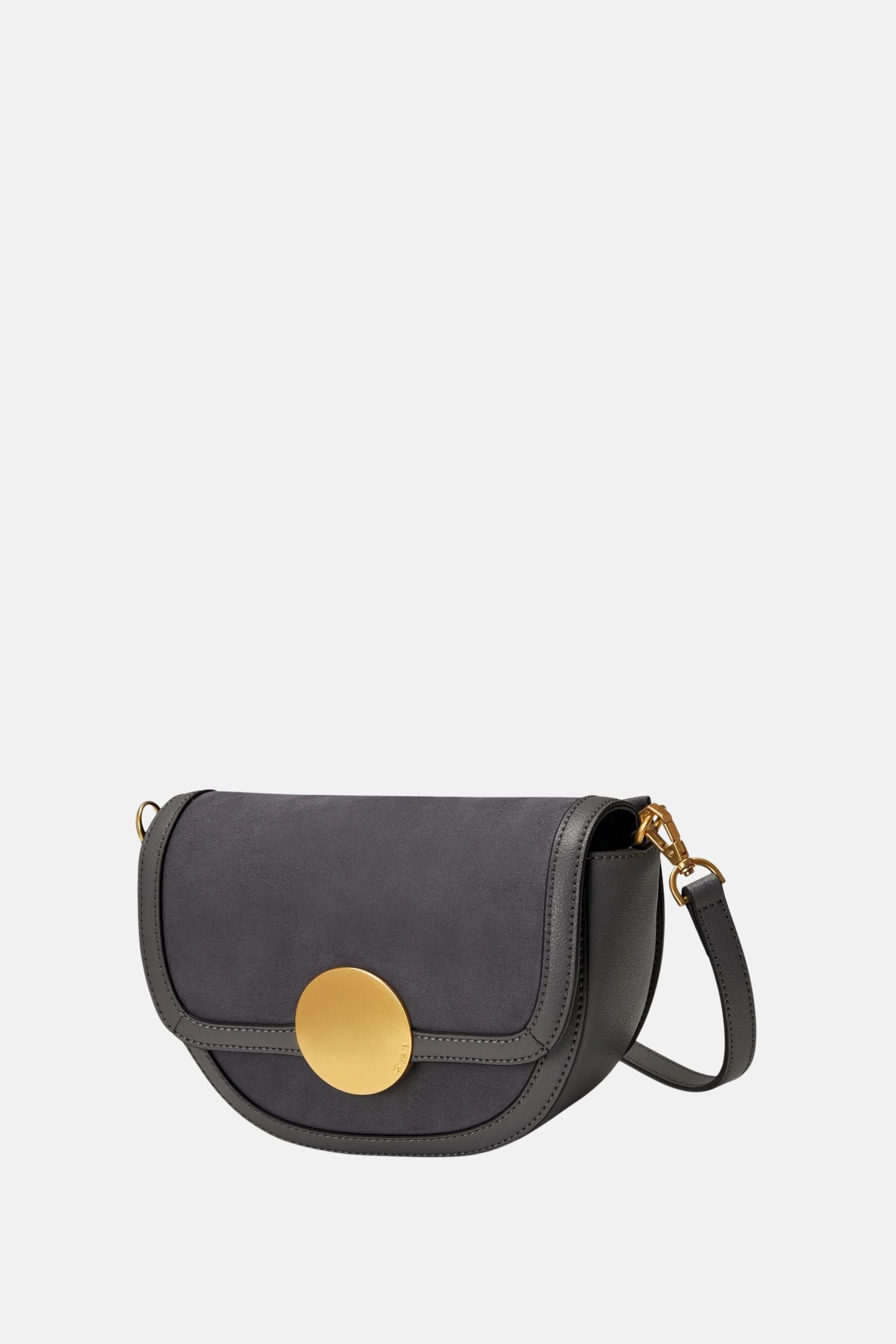 Oryany - Lottie Suede Saddle Crossbody – Small – Cool Grey