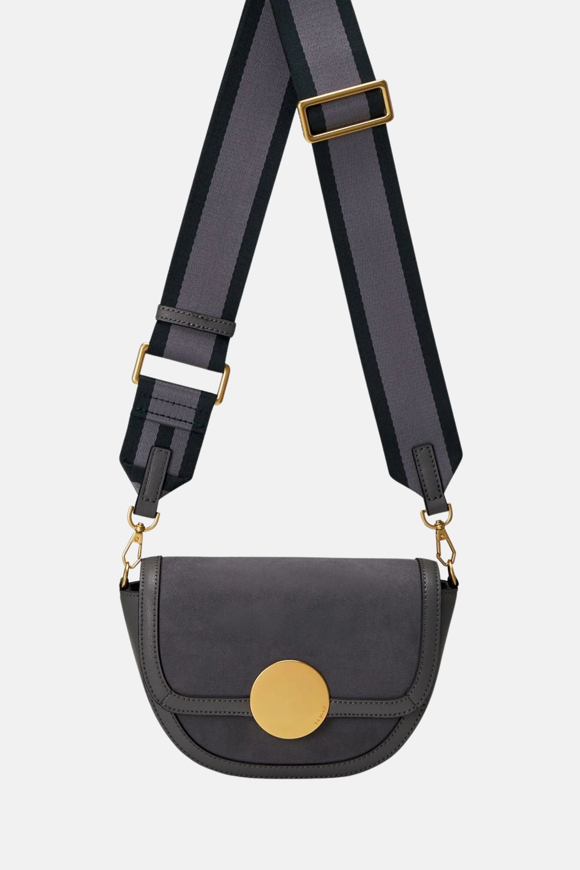 Oryany - Lottie Suede Saddle Crossbody – Small – Cool Grey