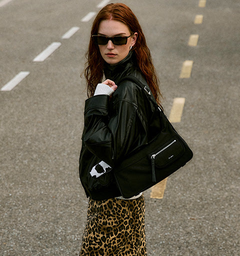 ORYANY  2ウェイレザーバッグ Oryany Roy Black Satchel Bag