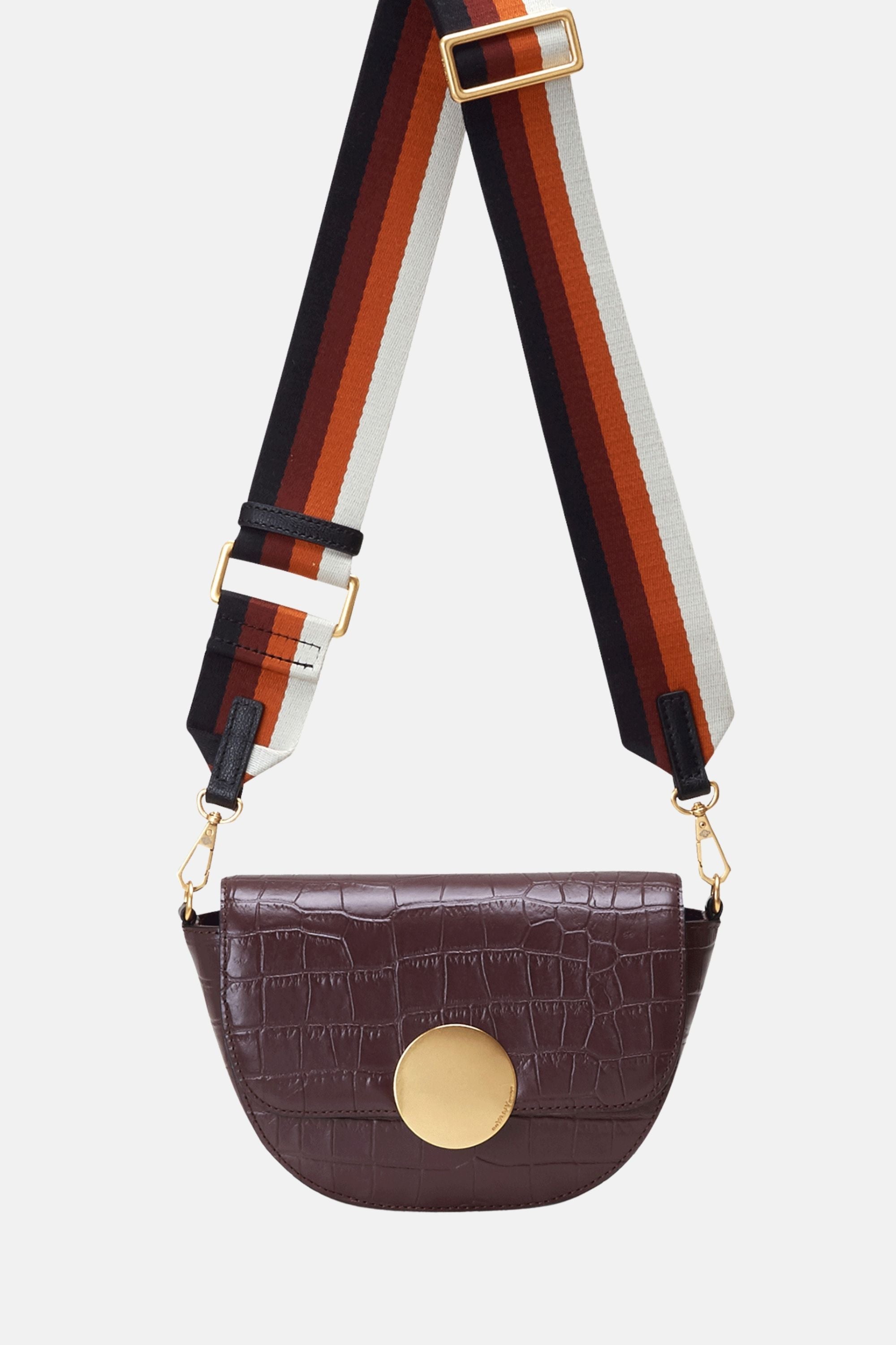 Oryany - Lottie Croco Saddle Crossbody - Small - Brown Leather