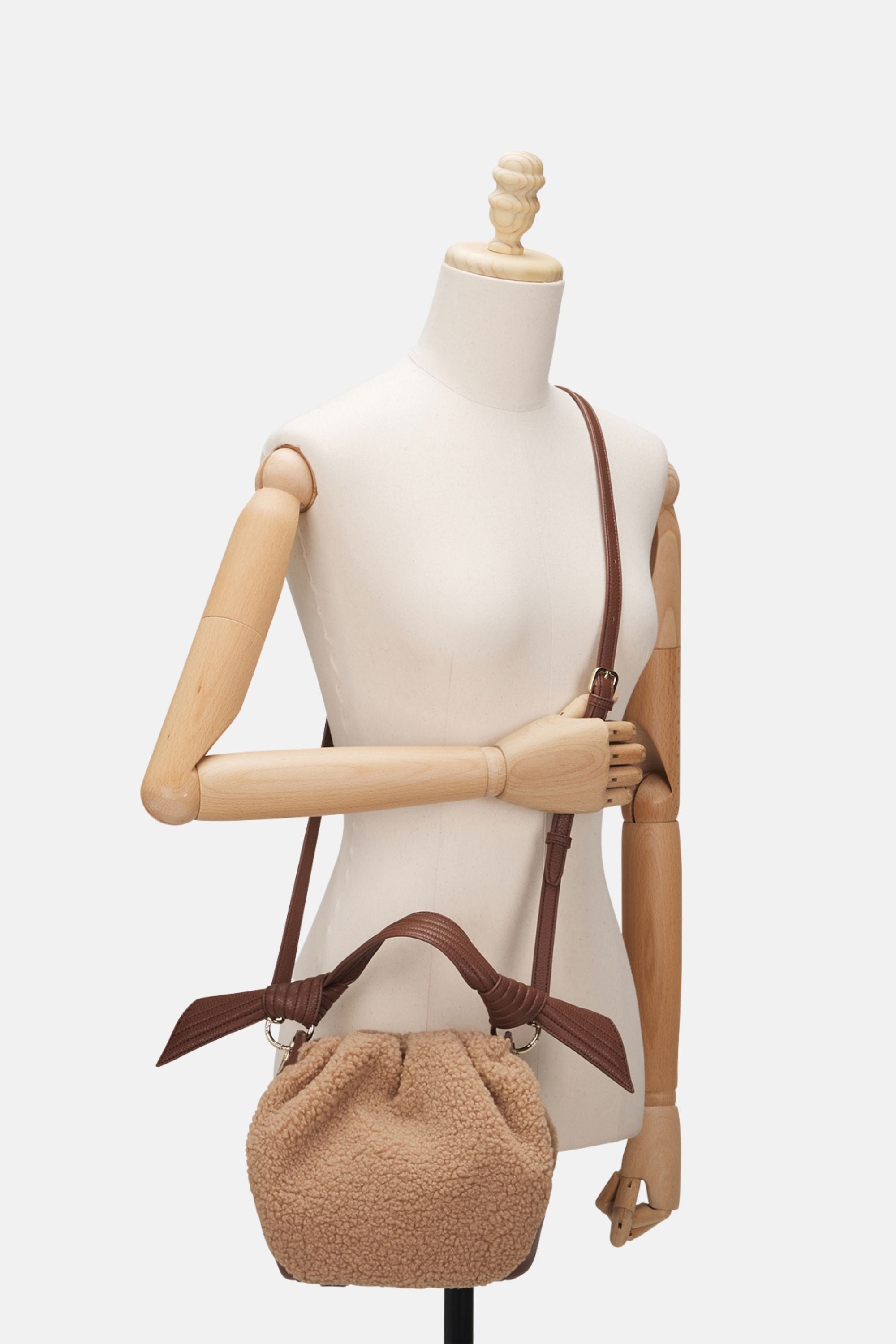 Oryany - Selena Eco Fur Bucket Bag – Medium Crossbody - Toffee Tan