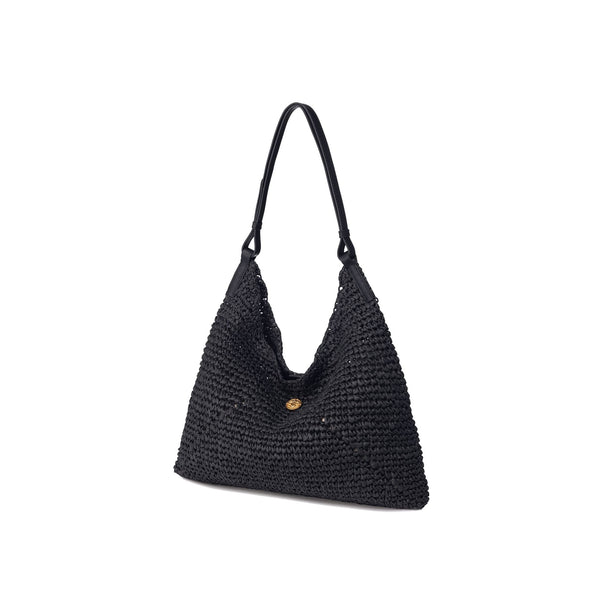 Raffia Triangle Women's Shoulder Bags - Black / One size