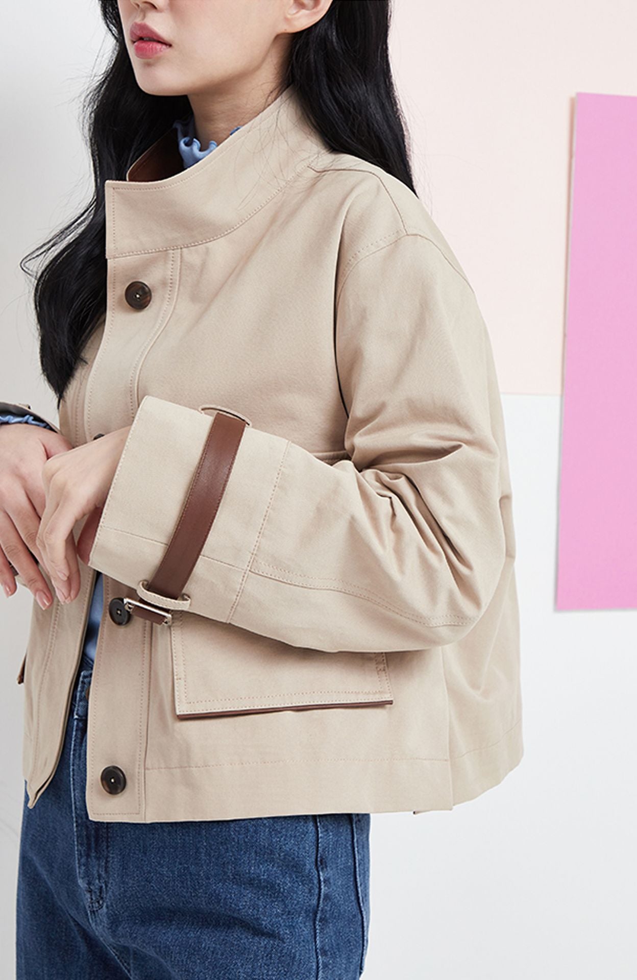 Oryany - Leather Trim Trucker Jacket