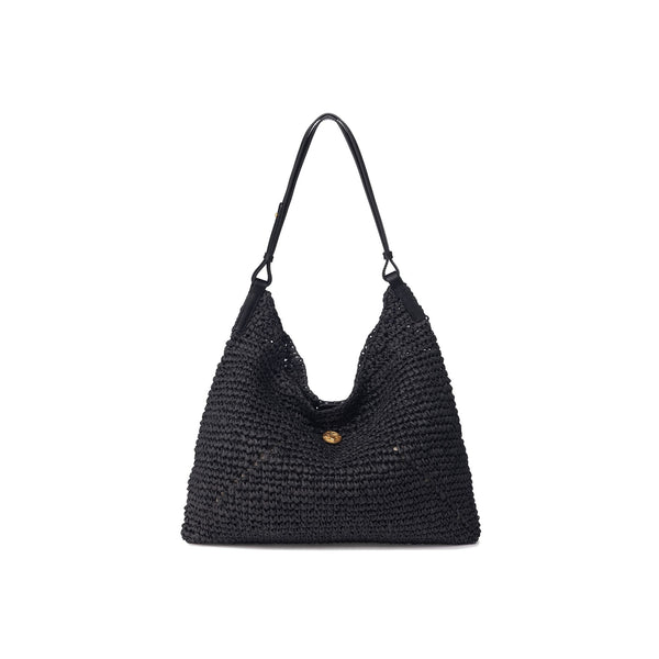 Raffia Triangle Women's Shoulder Bags - Black / One size