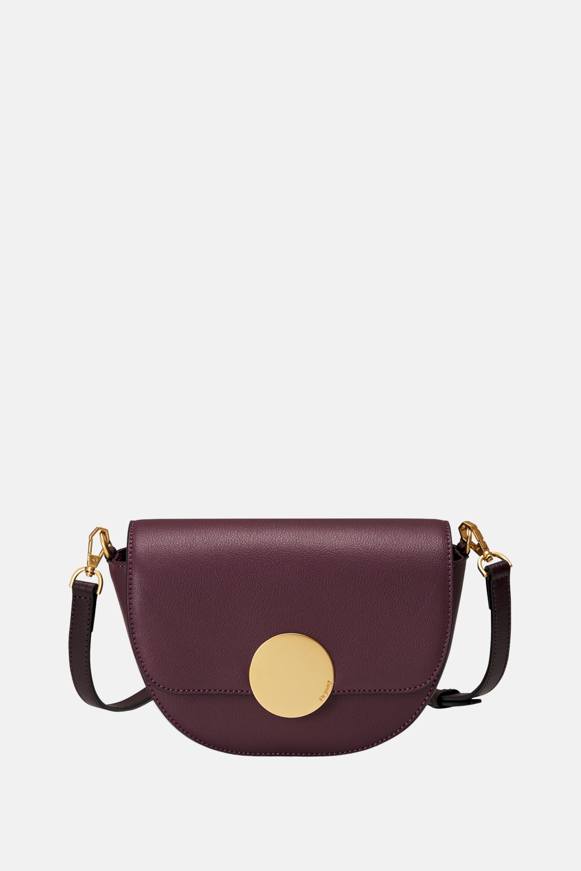 Oryany - Lottie Saddle Crossbody Small Handbags - Eggplant Leather