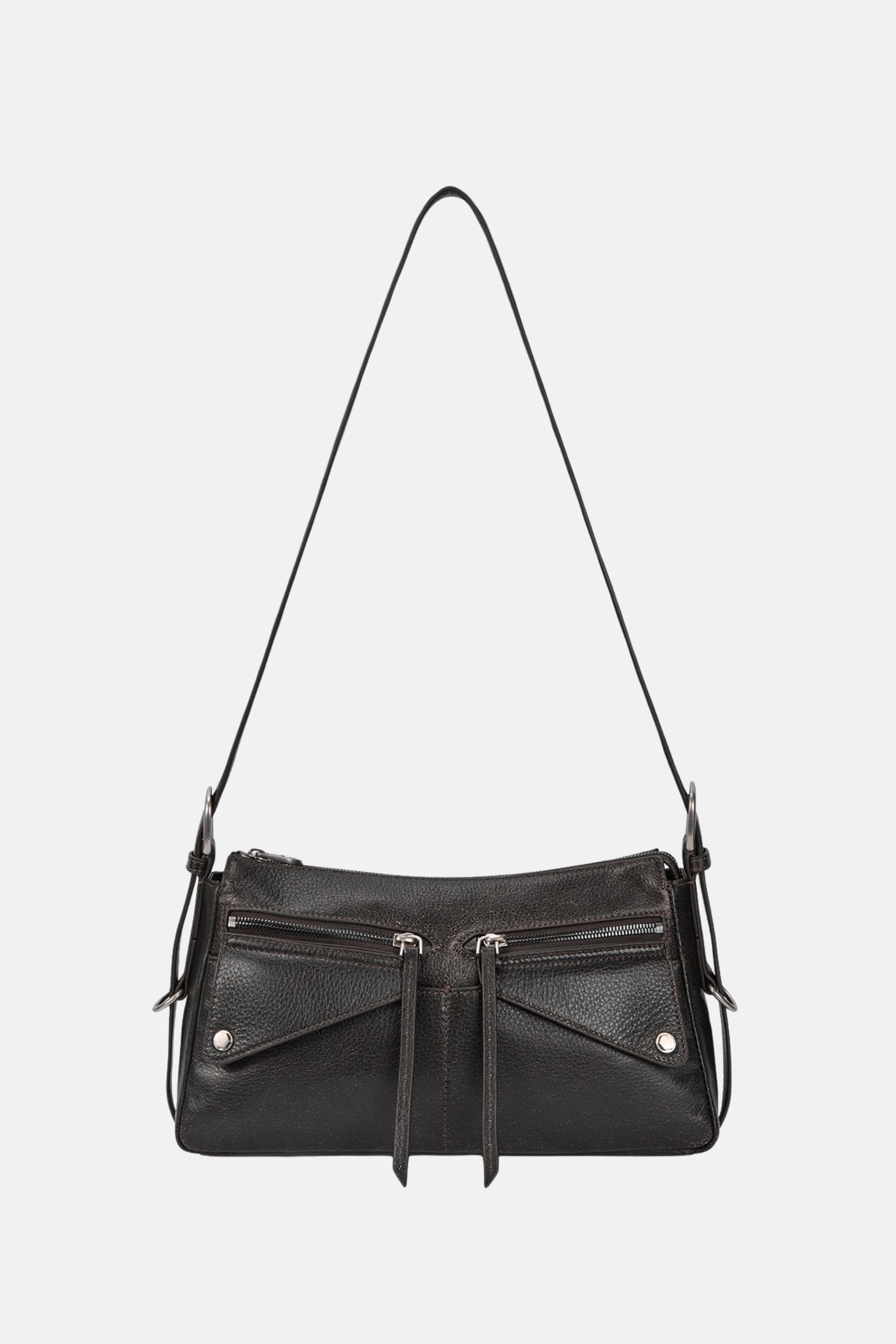 Oryany Vintage Brown Moto Shoulder Bag