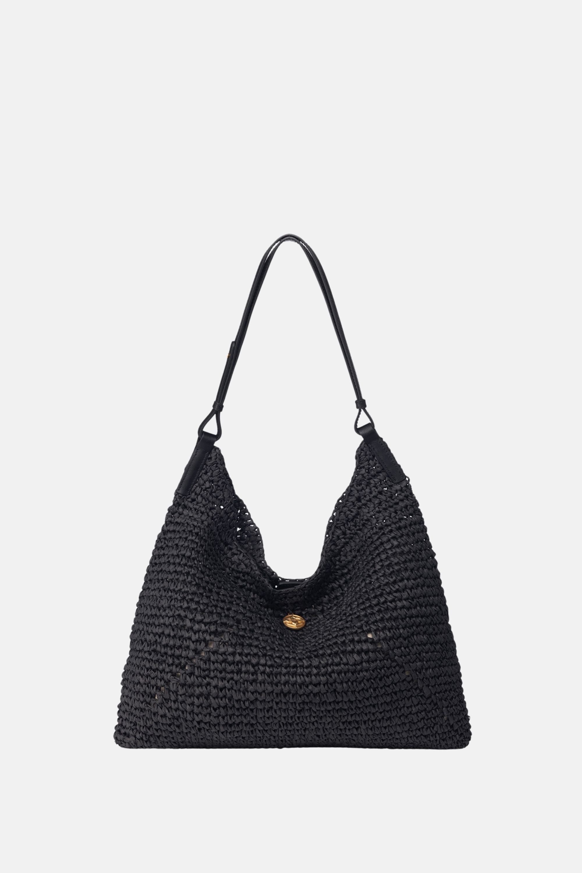 Raffia Triangle Women's Shoulder Bags - Black / One size
