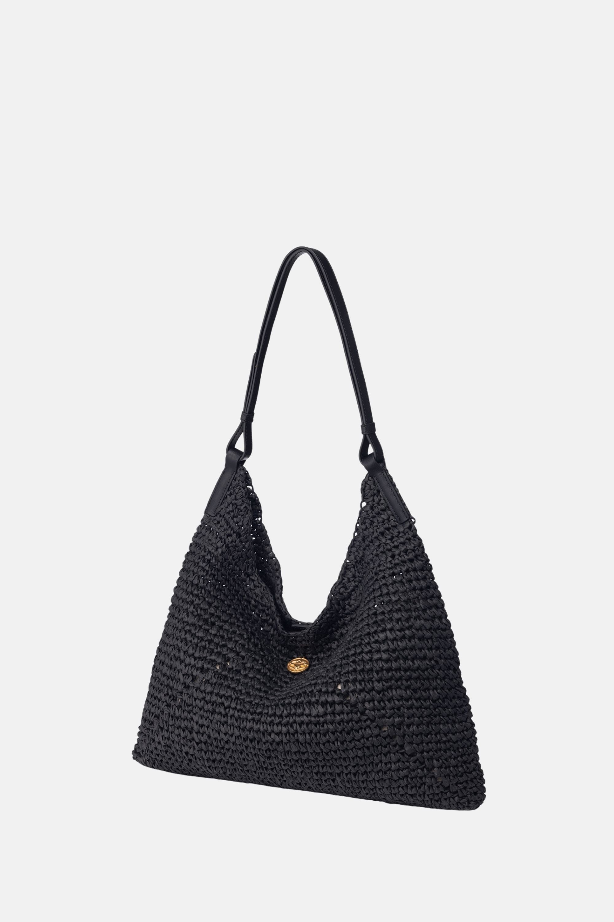 Raffia Triangle Women's Shoulder Bags - Black / One size